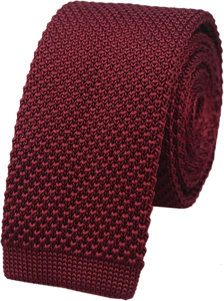 Men's Solid Color Textured Knit Skinny Ties Smart Necktie Square-Cut Finish | Amazon (US)