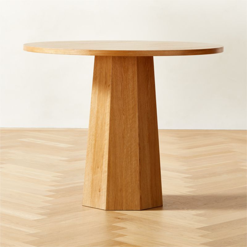 Bancroft Modern Round Oak Pedestal Dining Table 38'' | CB2 | CB2