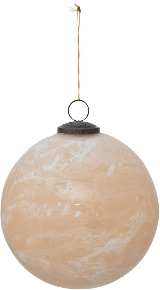Creative Co-Op Glass Ball Ornament, Marbled Nude Finish | Amazon (US)