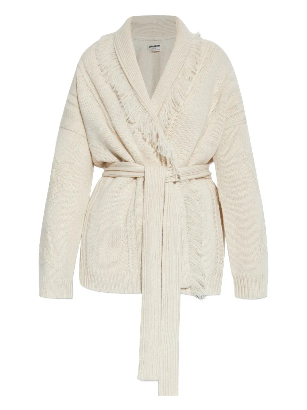 Zadig&Voltaire Fringed Belted Cardigan | Neutrals | FARFETCH | Farfetch Global