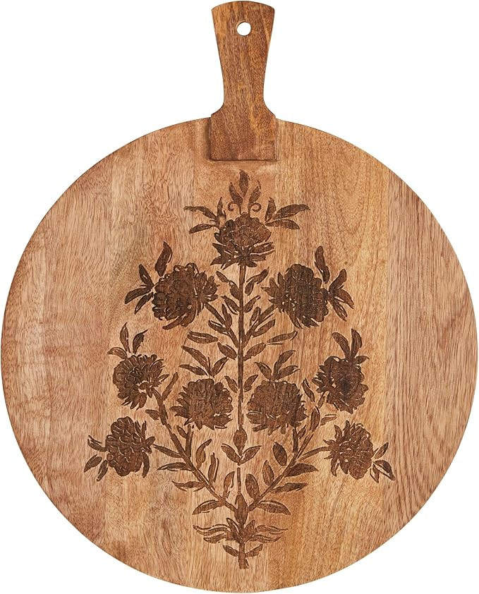 Mud Pie 18 1/2" x 15" Block Print Circle Board, Brown | Amazon (US)