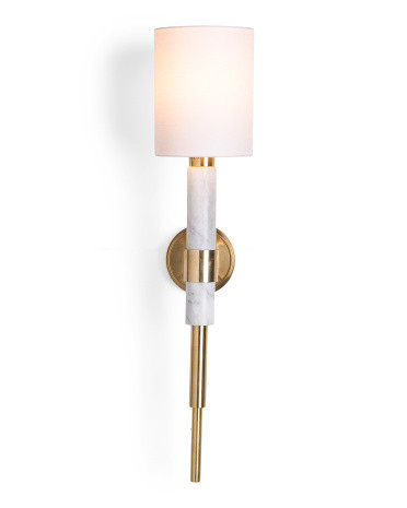 30in Solstice Marble And Vintage Brass Wall Sconce | TJ Maxx