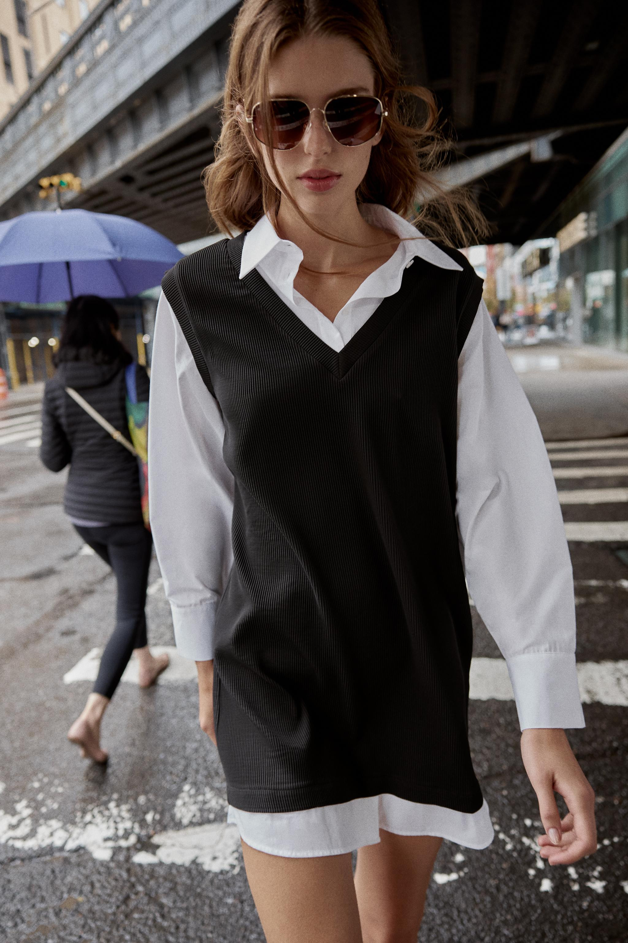 POPLIN COMBINATION MINI DRESS | Zara US