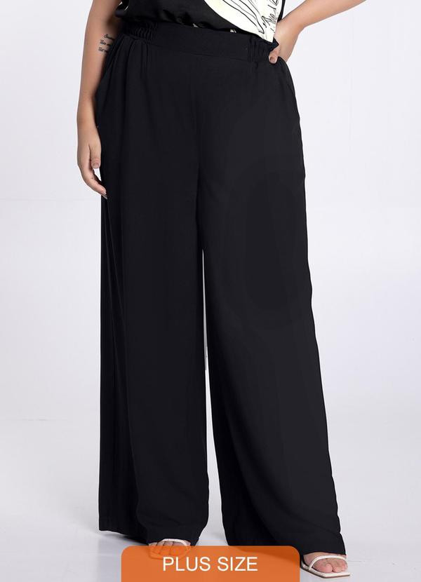 Lunender Mais Mulher - Calça Wide Leg Plus Size em Viscose Preto | Posthaus (BR)
