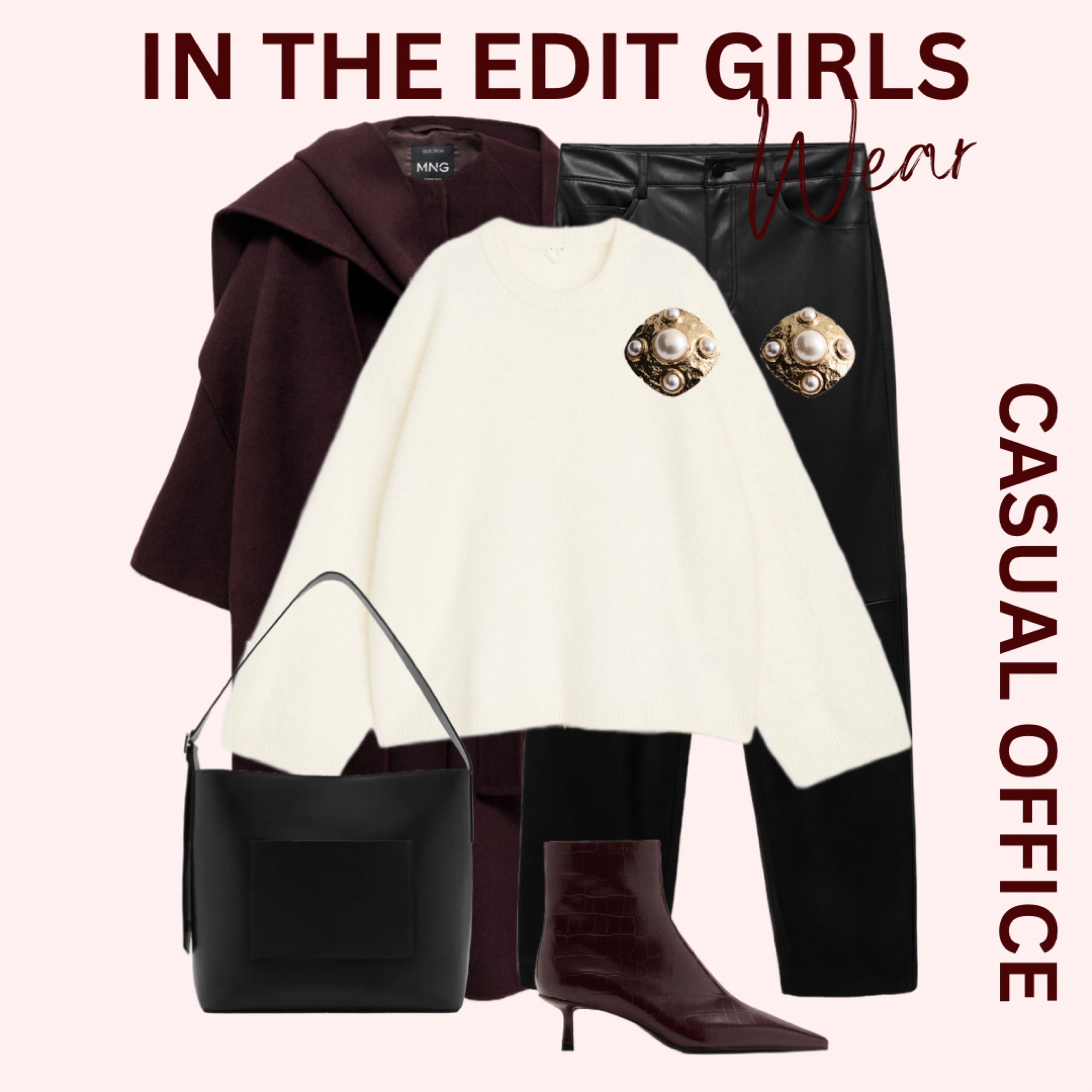 Leather trouser styling for casual office 

Cream knit 
Leather trouser 
Burgandy coat 
Black bag 

#LTKautumn #LTKstyletip #LTKeurope