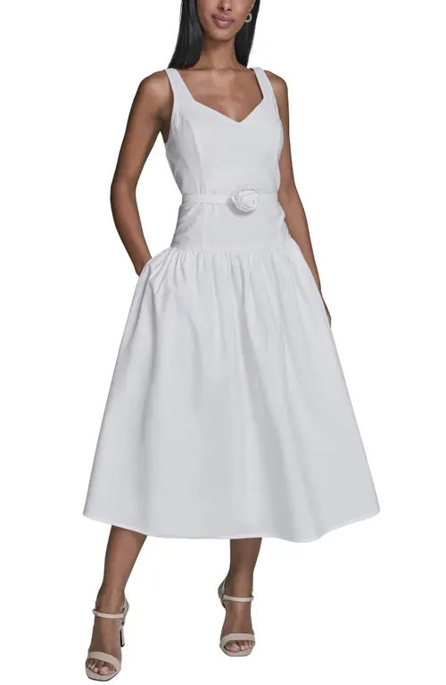 KARL LAGERFELD Poplin Midi Sundress in Soft White at Nordstrom, Size 8 | Nordstrom