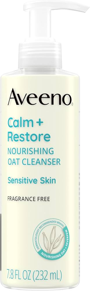 Aveeno Calm + Restore Facial Cleanser for Sensitive Skin, Hydrating Gentle Milky Face Cleanser wi... | Amazon (US)
