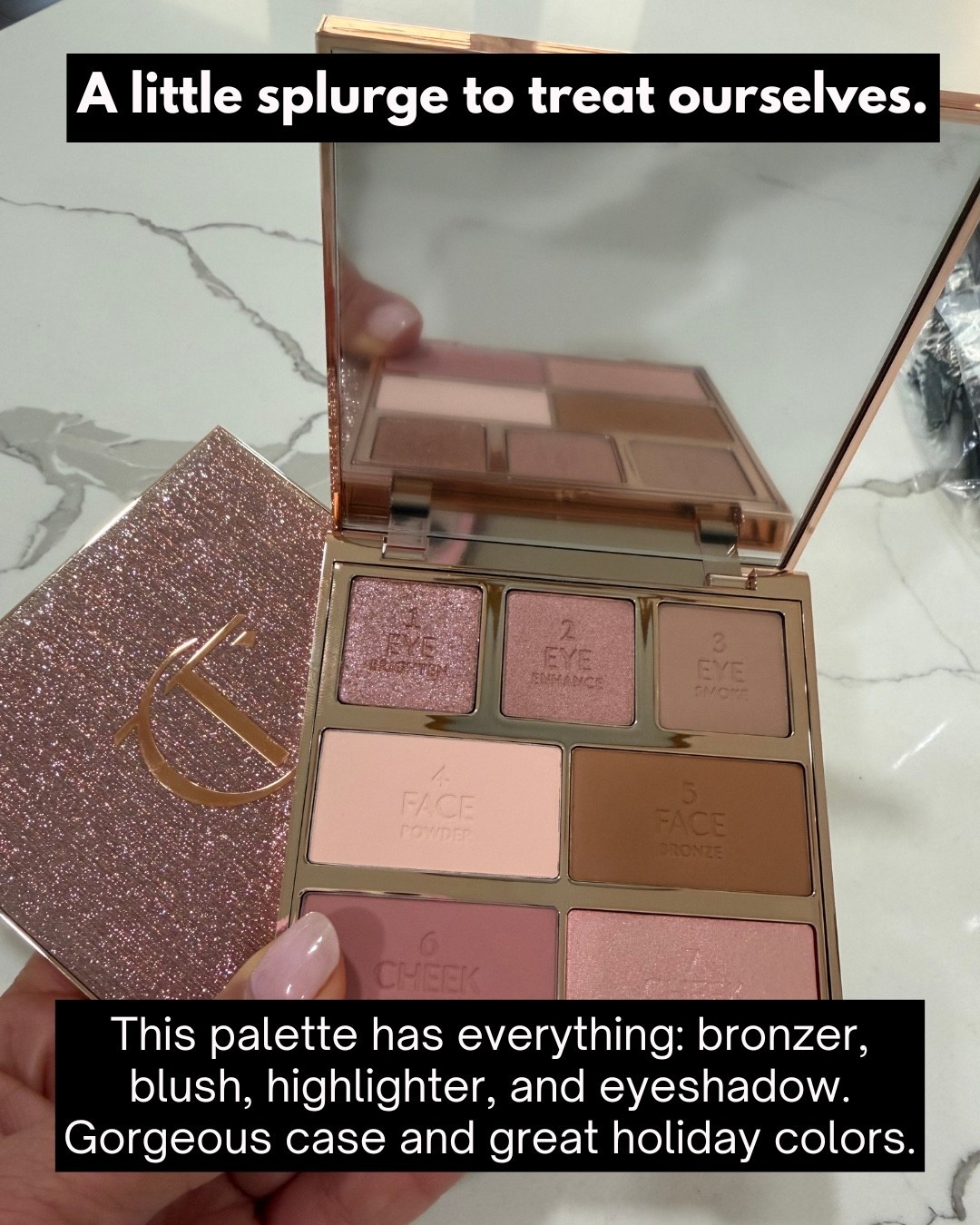 A little splurge to treat ourselves. This palette has everything: bronzer, blush, highlighter, and eyeshadow.
Gorgeous case and great holiday colors.

#LTKFindsUnder50 #LTKSeasonal #LTKBeauty