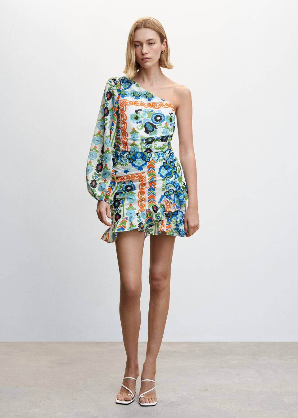 Asymmetrical pleated dress | MANGO (US)