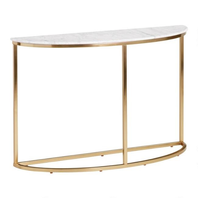 Half Round White Marble Milan Console Table | World Market