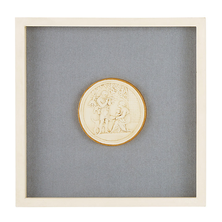 Valenti Framed Intaglio Art Set in Gray Blue with Antique White Resin & Glass Front | Ballard Designs, Inc.