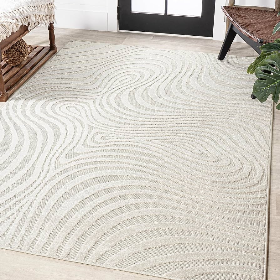 JONATHAN Y SCN103A-8 Maribo High-Low Abstract Groovy Striped Indoor/Outdoor Area Rug, Contemporar... | Amazon (US)