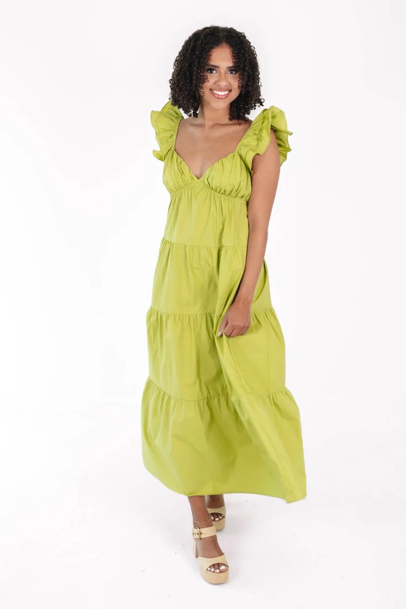 Growing Up Green Midi Dress - Lime Green | The Impeccable Pig