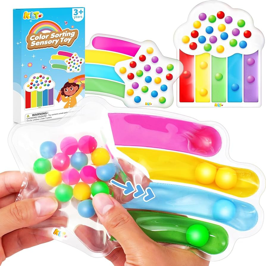 2 PCS Color Sorting Sensory Toys for Toddlers: Quiet Travel Essential Toy for Kids Calm Down - Fi... | Amazon (US)