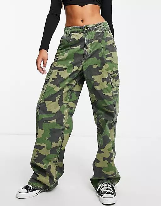 ASOS DESIGN oversized cargo pants in khaki camo | ASOS (Global)