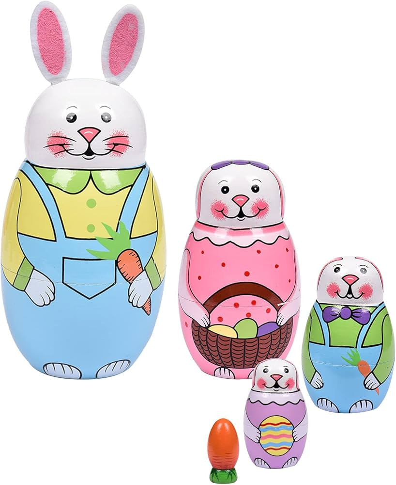 Russian Nesting Dolls, Stacking Wooden Handmade Matryoshka Dolls, 5 Pcs 6 ''Tall Animal Nesting E... | Amazon (US)