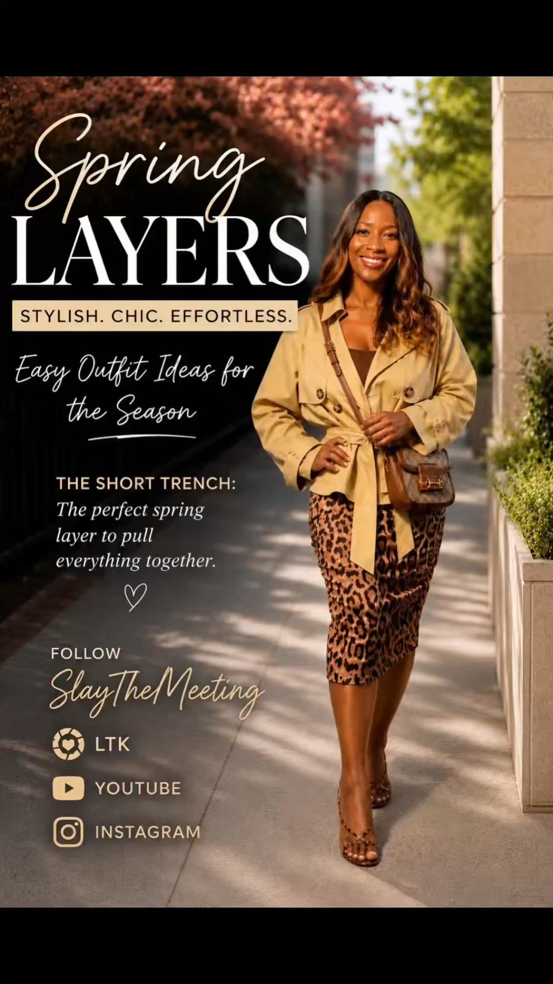 Spring layers done right. The short trench is officially that girl for spring — lightweight, polished, and the perfect piece to pull an outfit together without doing too much. Paired it with leopard print for a little edge and finished the look with neutral accessories for that effortless chic vibe.

This is how I Slay The Meeting — even on casual days. Shop the look on my LTK and let me know: are we still loving leopard for spring?

#SpringStyle #CorporateChic #FashionOver40

#LTKootd #LTKOver40 #LTKMidsize