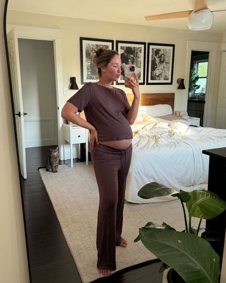 My fave pajama set ever — love the pants version and shorts version! In my usual size medium and it still feels SO comfy 34 weeks pregnant 🙌🏼 love this color too, it’s coffee! 

Nuuds, pregnancy pajamas, postpartum pajamas, Nuuds PJ set, matching pajama set, short sleeve pajamas 

#LTKSeasonal #LTKbump #LTKfindsunder100