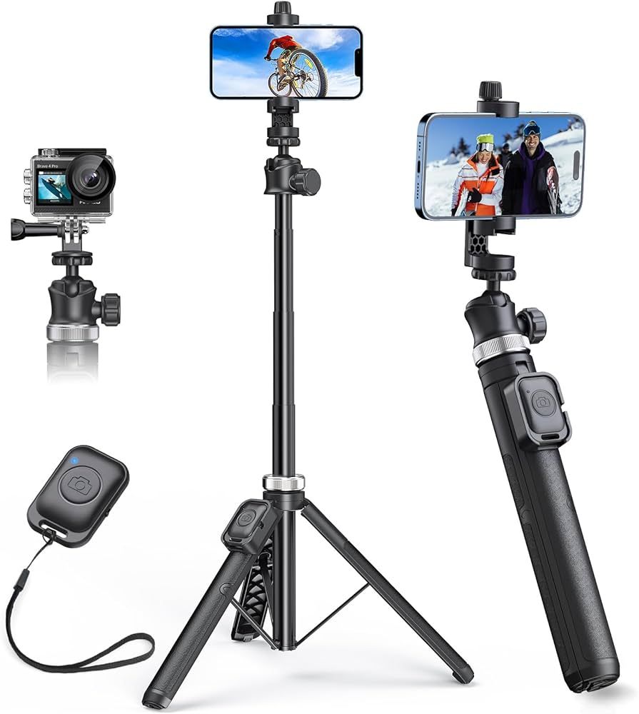 62" Phone Tripod - MIIASI Extendable Tripod for iPhone and Selfie Stick Tripod with Remote, 360°... | Amazon (US)