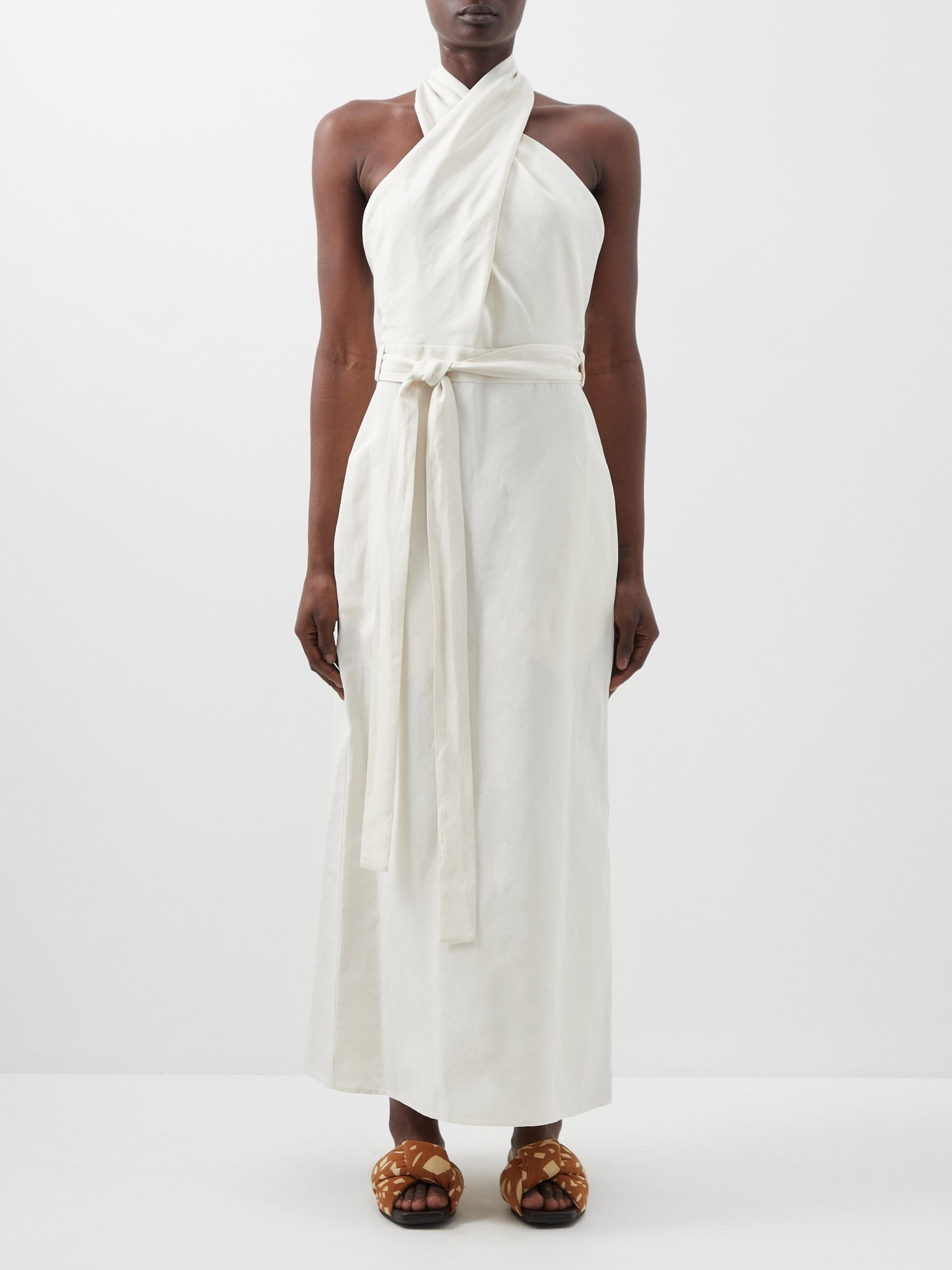 Cross-front silk-blend halter dress | Matches (US)