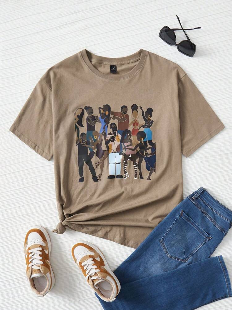 SHEIN X Sierra Siler Figure Graphic Drop Shoulder Oversize Tee | SHEIN