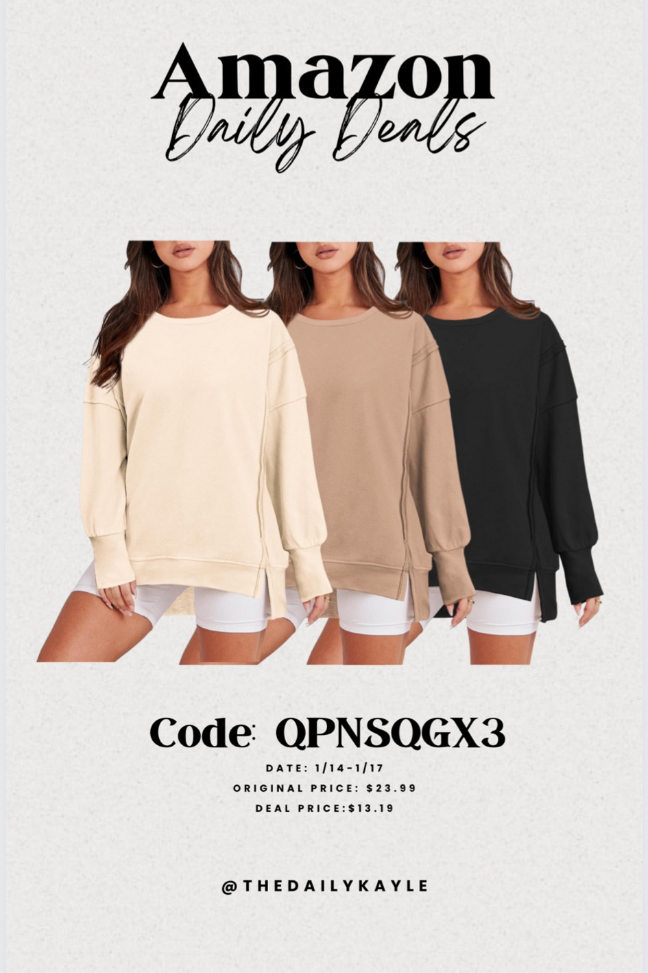 Amazon Daily Deals! January 14th 2024 
Amazon deals | Amazon daily deals | Amazon sale | Amazon fashion | Amazon fashion finds | Amazon style | Amazon style inspo | Amazon style inspiration | Amazon style finds | amazon finds ~ sweaters | casual style | casual outfits | casual outfits | casual outfit ideas 

#LTKstyletip #LTKfindsunder50 #LTKsalealert