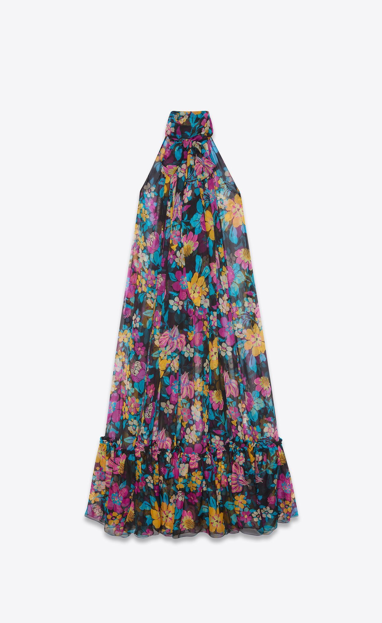 maxi dress in floral silk muslin | Saint Laurent Inc. (Global)