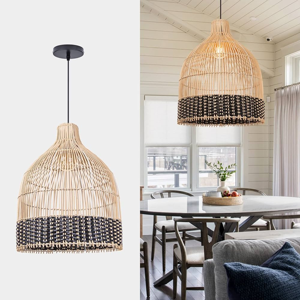 Arturesthome Rattan Pendant Light for Kitchen Island, Wicker Hanging Ceiling Lights Chandelier, H... | Amazon (US)