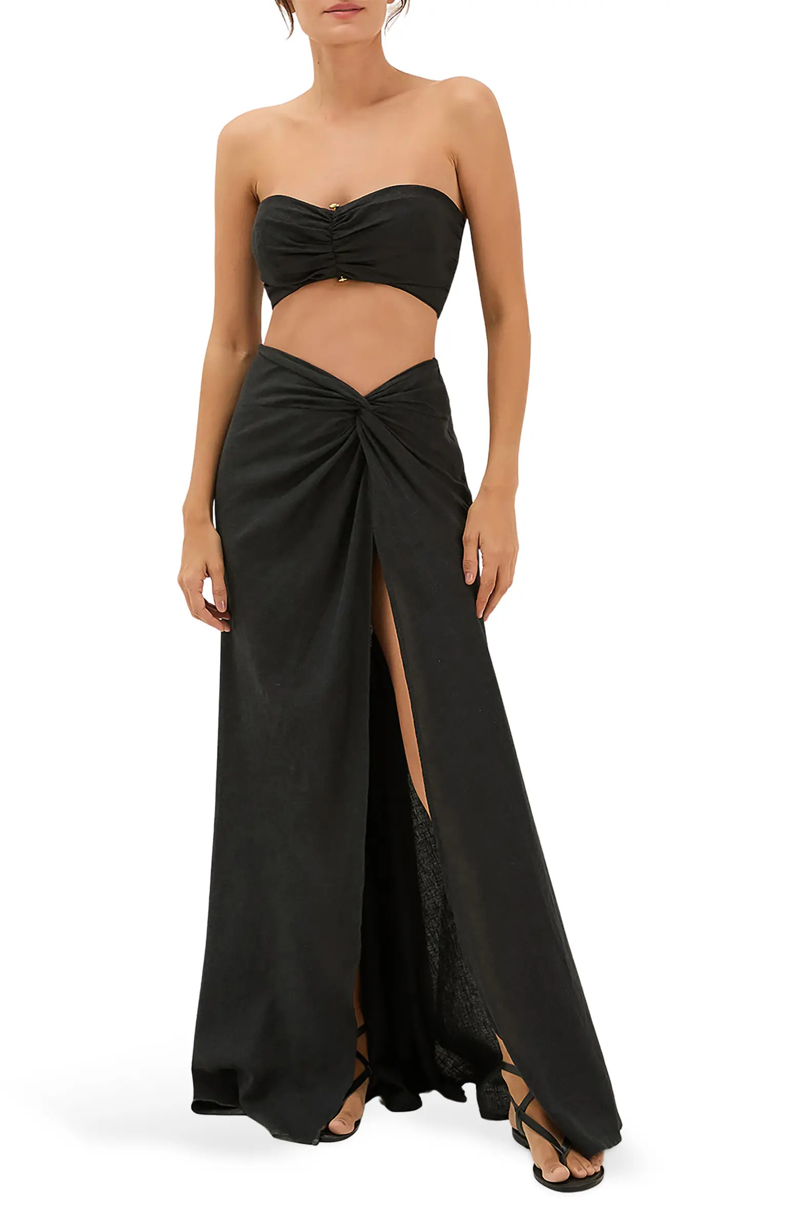 Sirene Linen Blend Cover-Up Midi Skirt | Nordstrom