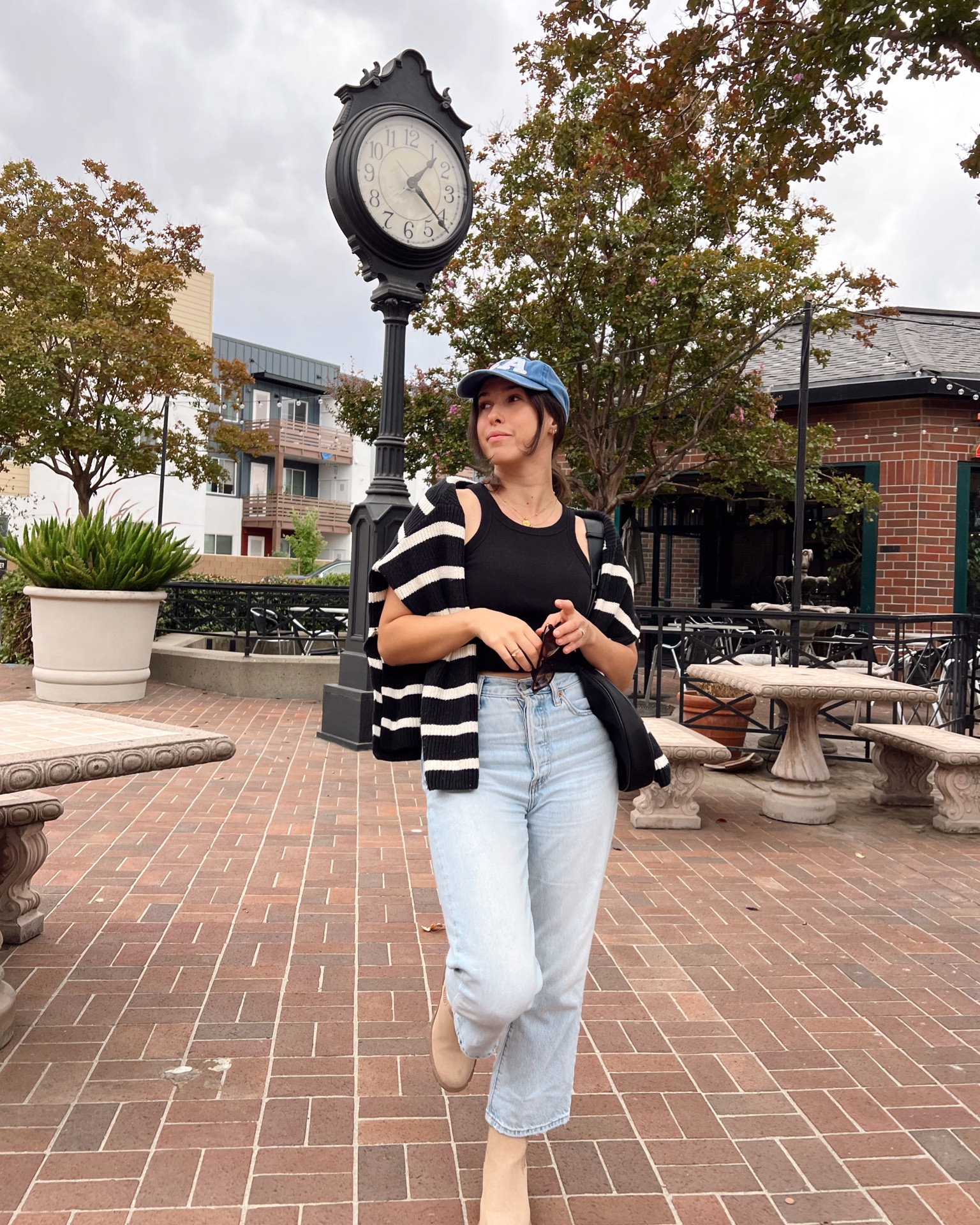 striped sweaters, fall outfits, fall fashion, fall basics, chic style, black and white sweater, knit sweater, ribbed sweater, black tank top, combat boots, boots, Chelsea boots, lug sole boots, light washed denim, jeans, Levi’s jeans, wide jeans, blue baseball cap 

#LTKxPrime #LTKstyletip #LTKover40