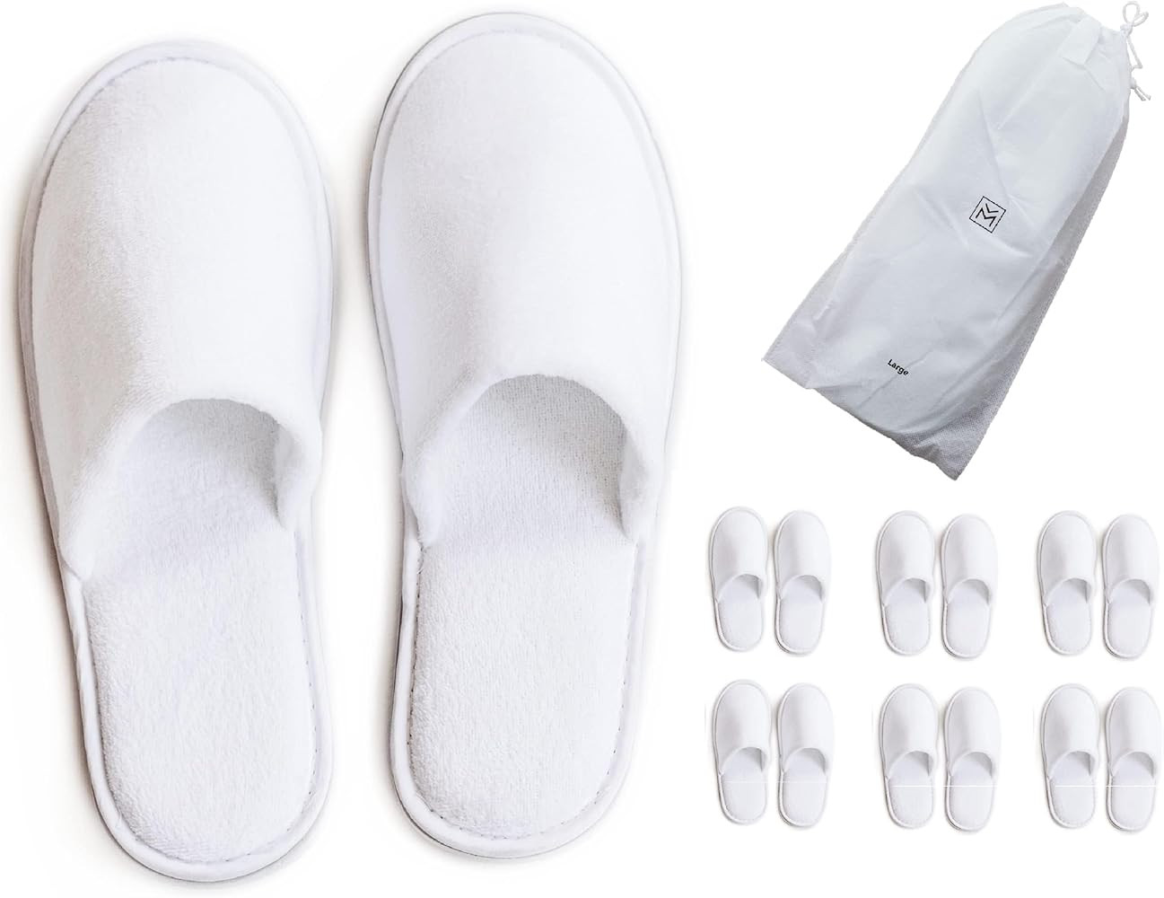 MODLUX Spa Slippers, 6-12 Pairs Cotton Velvet Closed Toe Disposable Slippers for Guests with Trav... | Amazon (US)