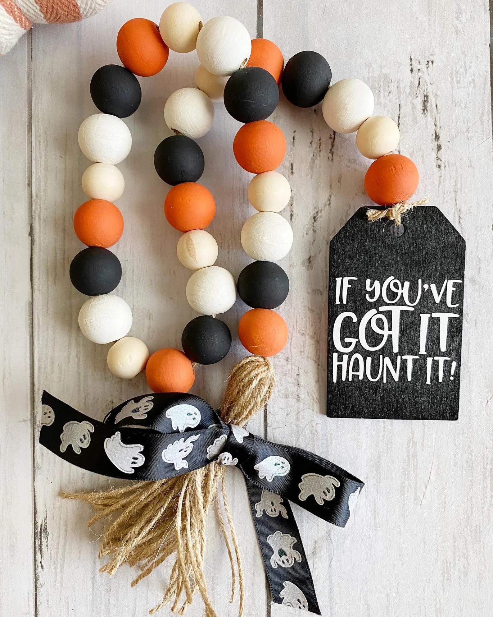 Halloween Farmhouse Beaded Garland, Halloween Decor, Ghost Decor, Halloween Beads - Etsy | Etsy (US)