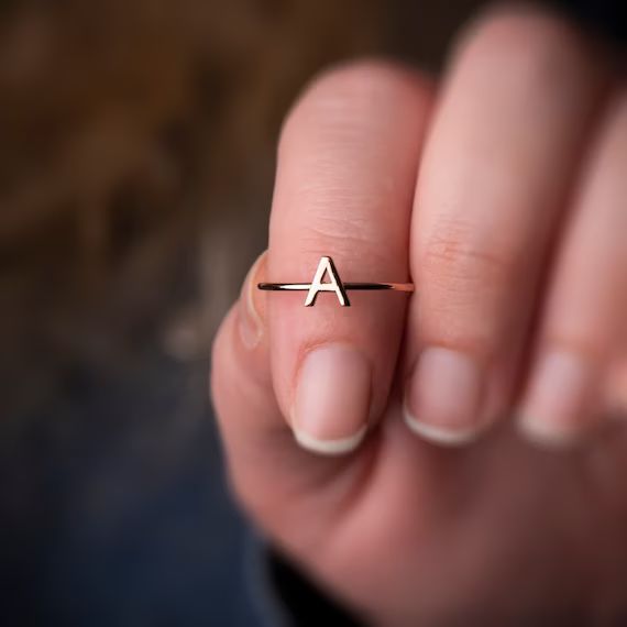 Read the full title
    Initial Ring - Personalized Ring - Dainty Initial Ring - Super Tiny Initi... | Etsy (US)