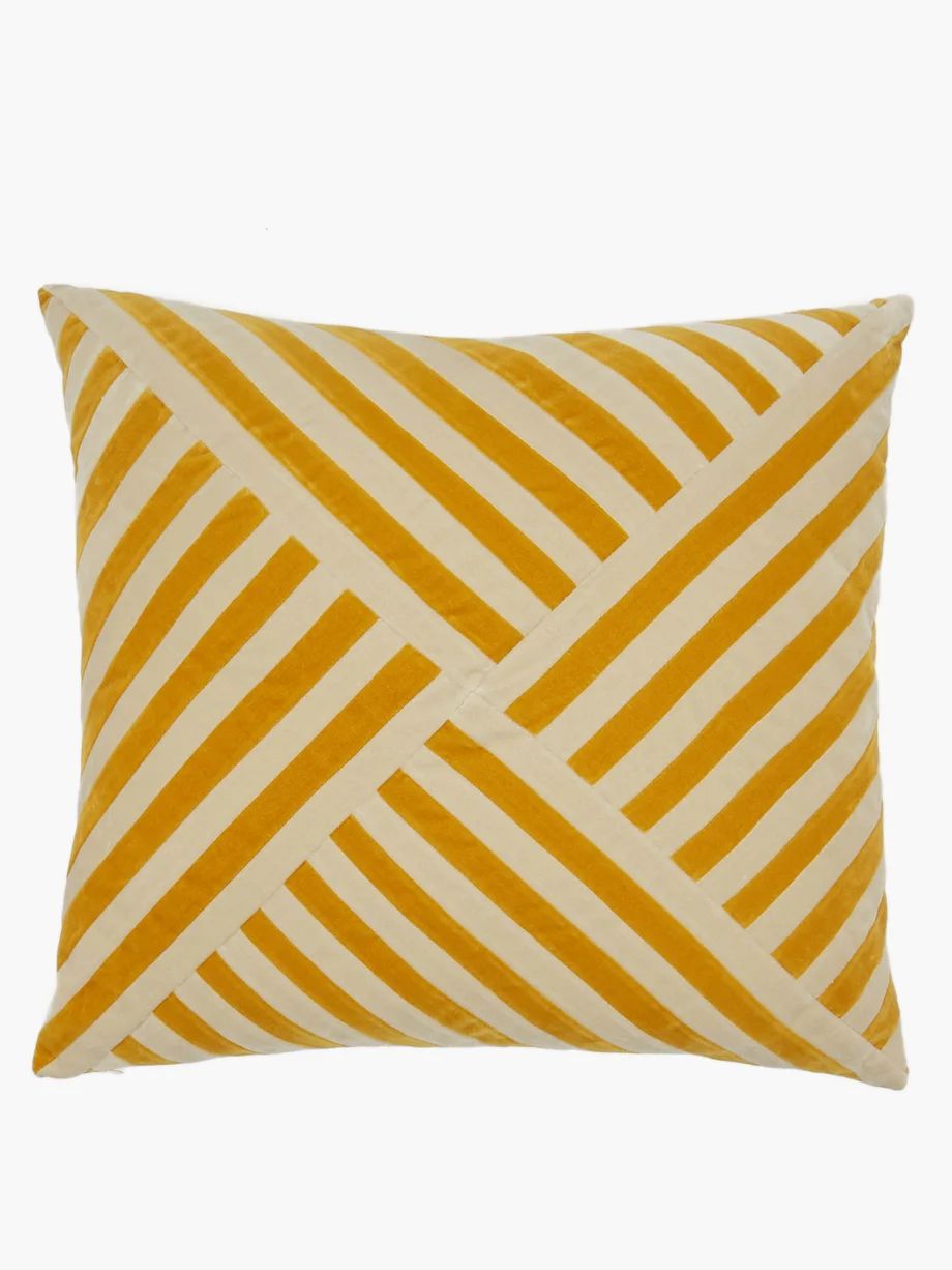 Lily striped cotton-velvet cushion | Matches (US)