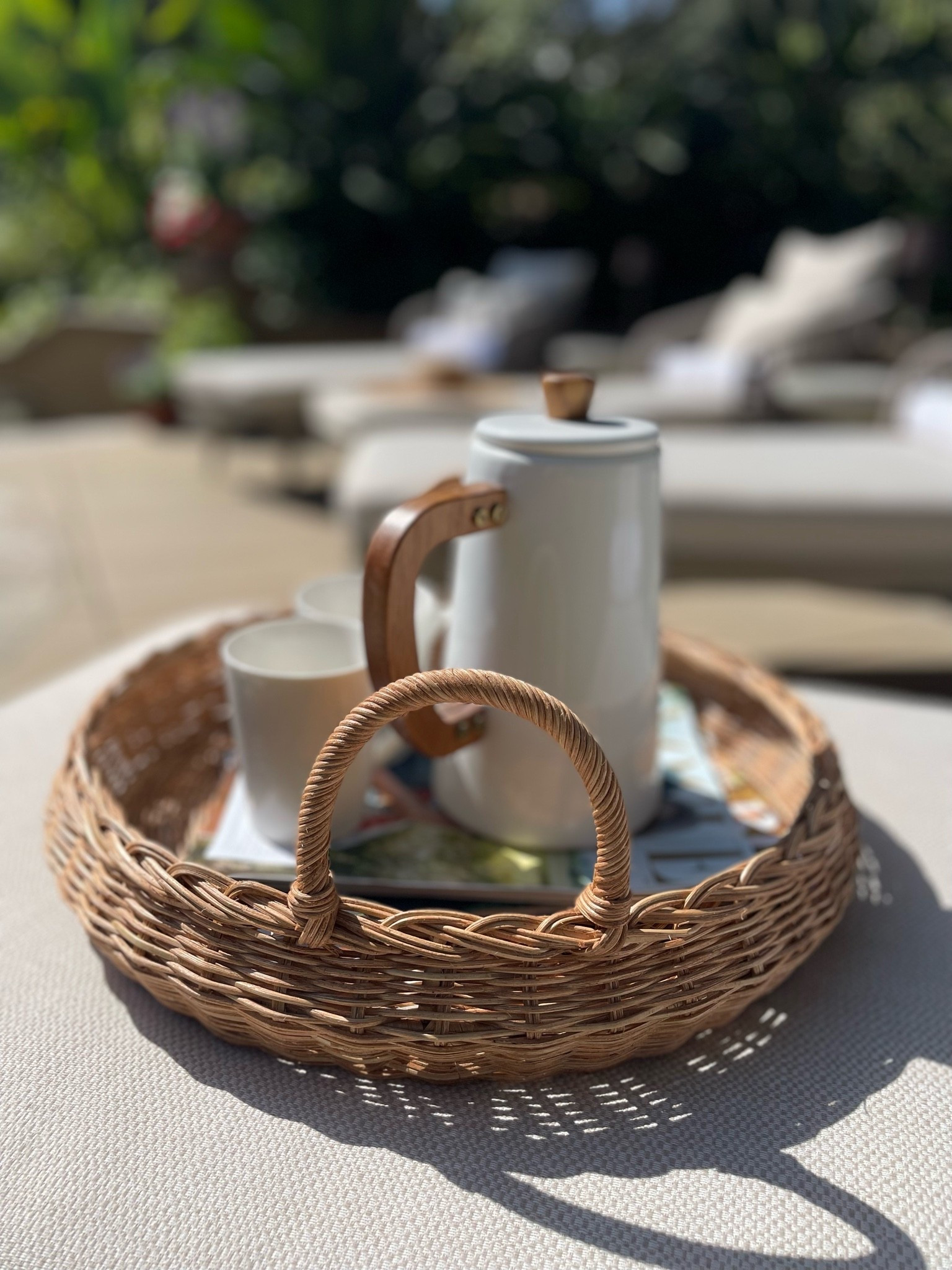 This woven wicker basket tray from Target is so useful! Currently holding my morning coffee on our new chaise lounges out by the pool. 

Summer is the best! 🙌🏻

#LTKHome #LTKselfcare #LTKdayinmylife