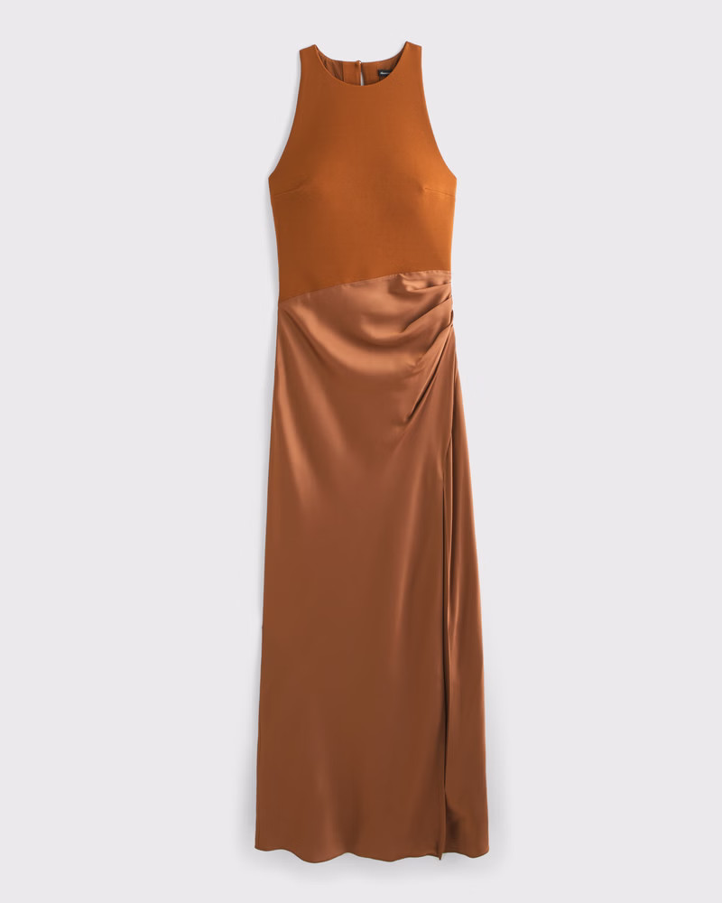 High-Neck Draped Maxi Dress | Abercrombie & Fitch (US)