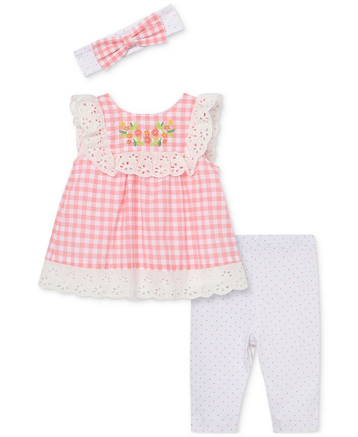 Baby Girls Gingham Eyelet Top & Pants Set | Macys (US)