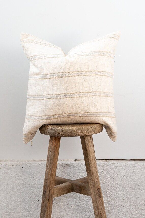 18 x 18 Sienna Stripe Pillow Cover - Sandstone | Etsy (US)