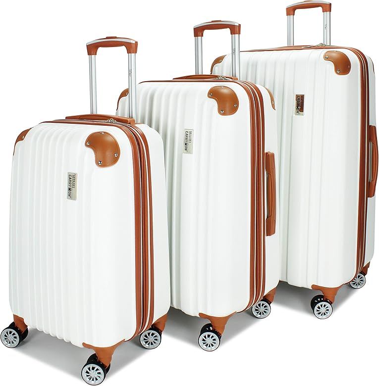 Miami CarryOn Collins 3 Piece Expandable Retro Spinner Luggage Set (White) | Amazon (US)