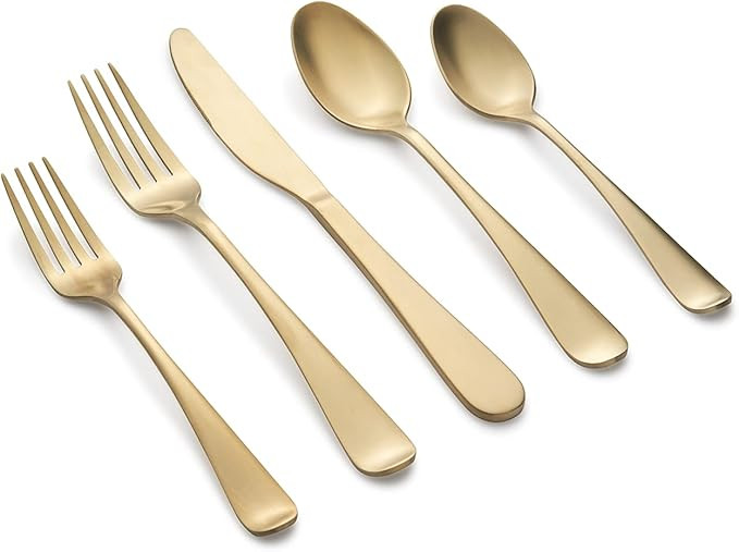 Cambridge Silversmiths Rhiannon Champagne Satin 20-Piece Flatware Set, Service for 4 | Amazon (US)