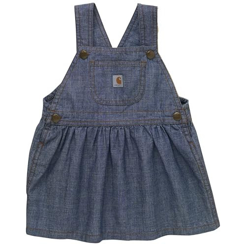 Carhartt Baby Girls' Chambray Cotton Dress Jumper, Medium Wash Blue Denim, 9M | Amazon (US)