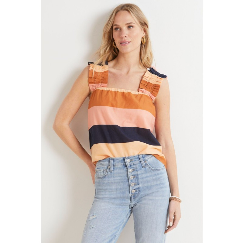 ROAN + RYAN Jessie Stripe Ruffle Tank | EVEREVE | Evereve