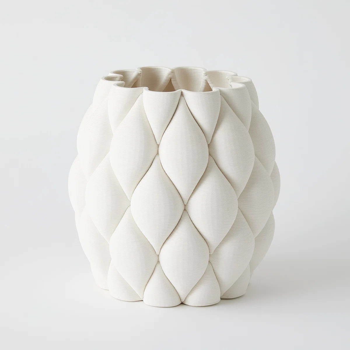 Pillowed Printed Vase-Matte White-Lg | Wayfair North America