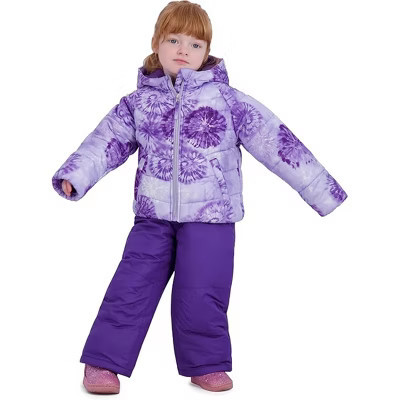 Rothschild Little Girls' Design Ski Jacket and Snowbib Snowsuit Set, Purple/Tie-Dye, 4 | Target