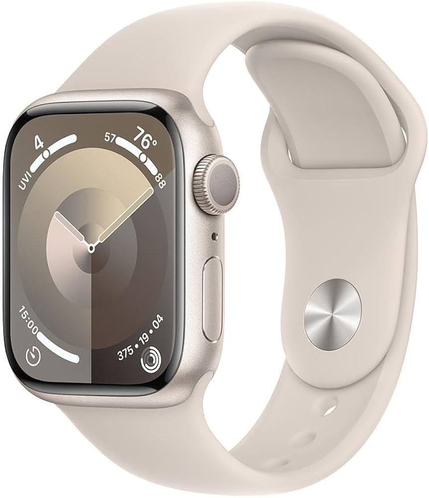 Apple Watch Series 9 [GPS 41mm] Starlight Aluminum Case with Starlight Sport Band, S/M (Renewed) | Amazon (US)