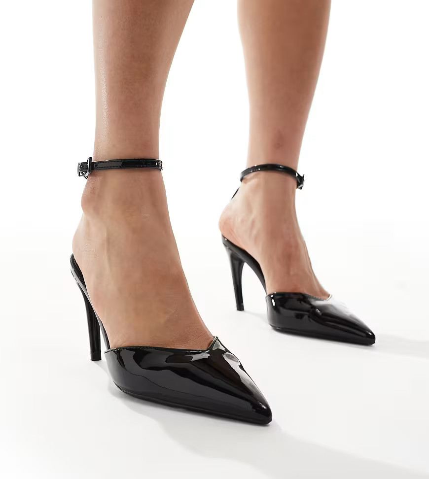 Glamorous Wide Fit pointed heeled shoes in black | ASOS (Global)
