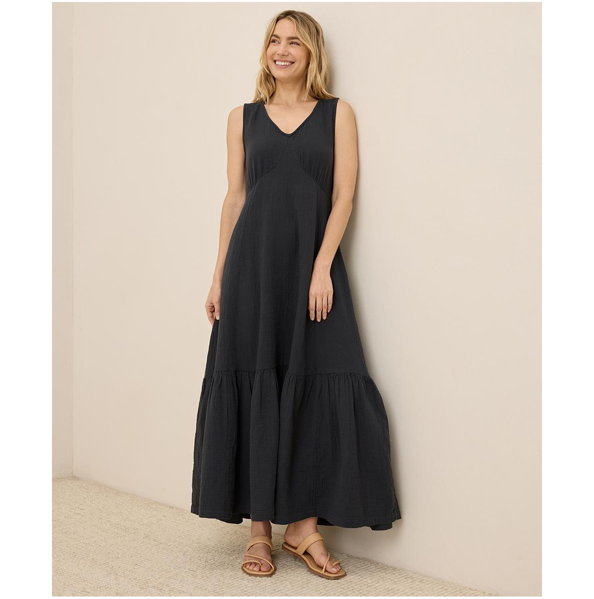 Pact Women's Organic Cotton Coastal Double Gauze Beach To Brunch Dress - Black | Macy's