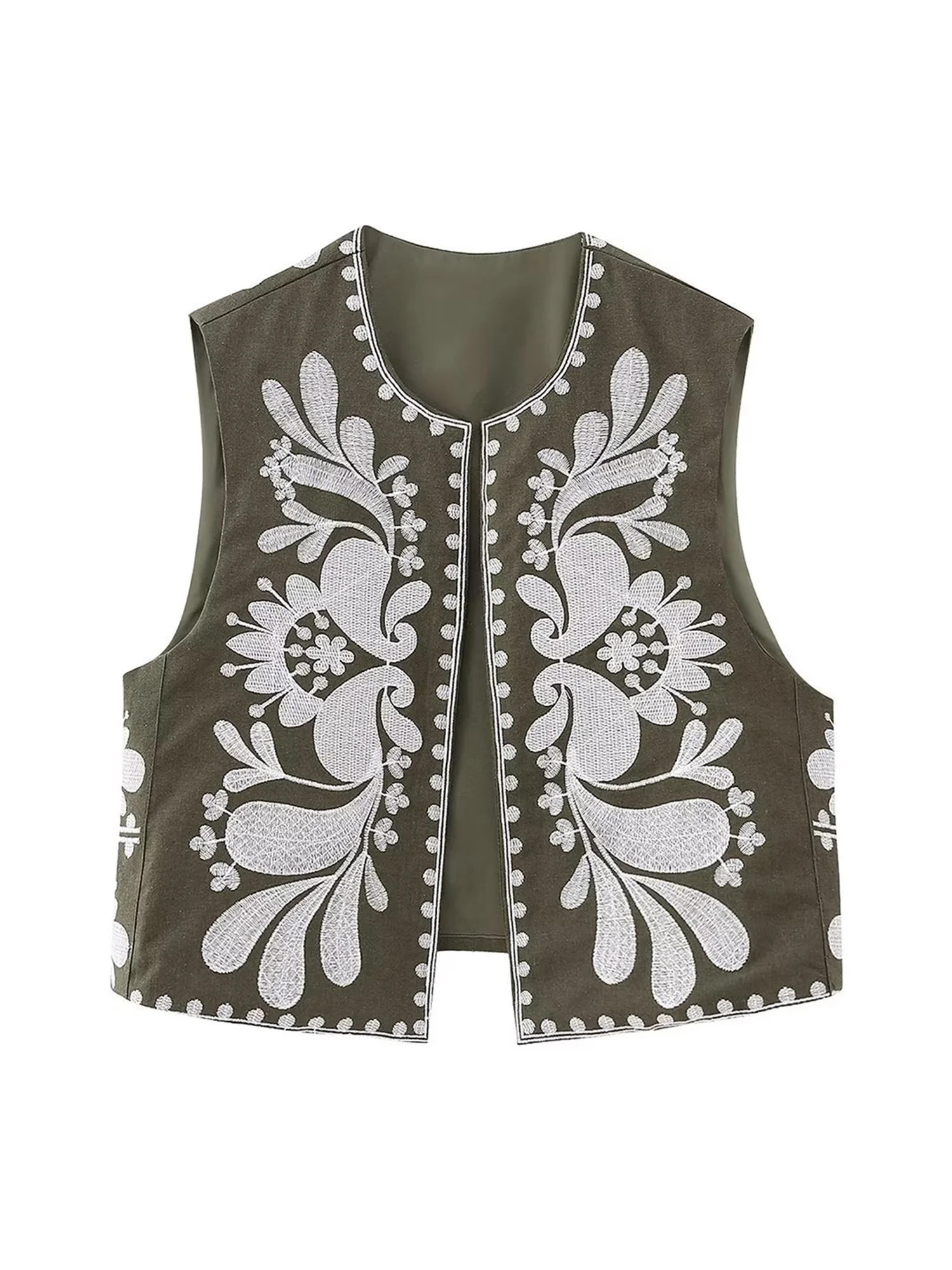 Y2K Women Vintage Boho Floral Embroidered Vest Tops Sleeveless Exchic Cropped Cardigans Waistcoat... | Walmart (US)