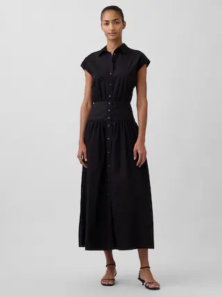 Poplin Drop-Waist Maxi Shirtdress | Gap (US)