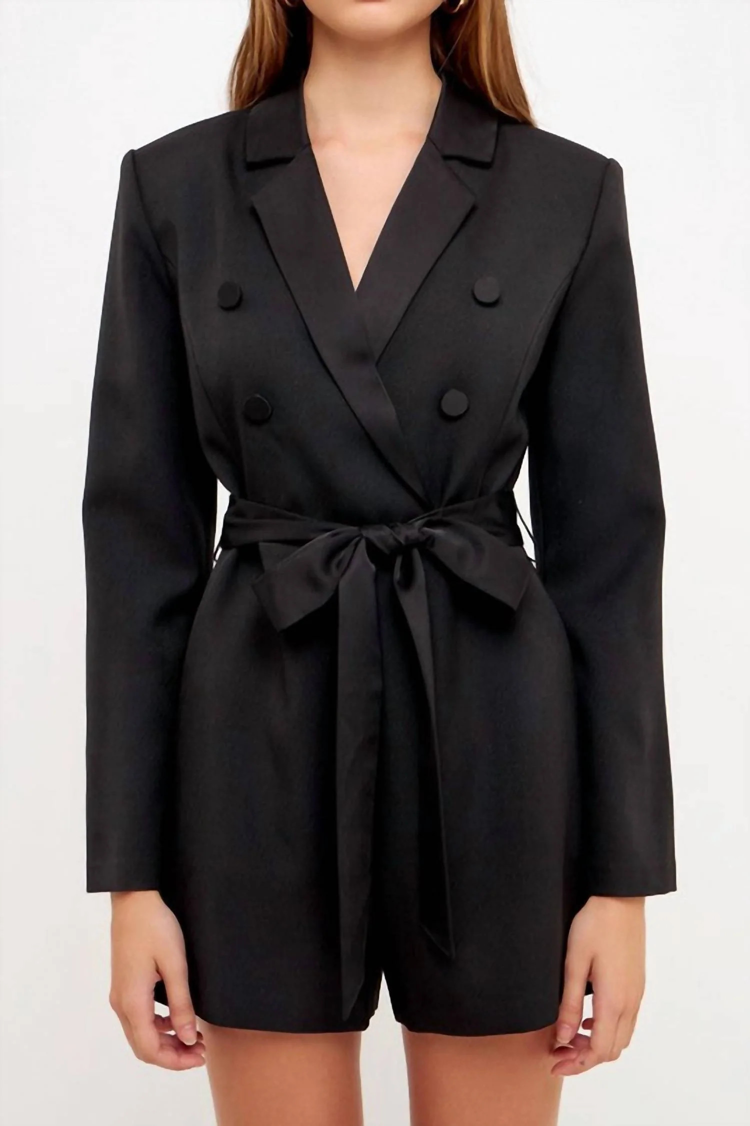 Taega Blazer Romper In Black | Shop Simon